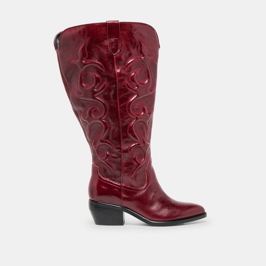 Mirla Oxblood Leather Extra Wide Calf Boots - Dolce Vita
