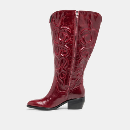 Mirla Oxblood Leather Extra Wide Calf Boots - Dolce Vita