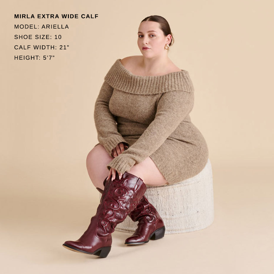 Mirla Oxblood Leather Extra Wide Calf Boots - Dolce Vita