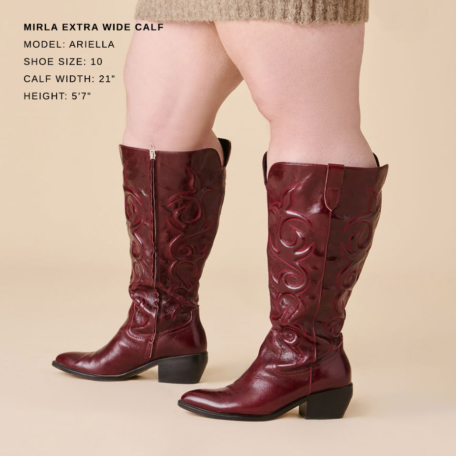 Mirla Oxblood Leather Extra Wide Calf Boots - Dolce Vita