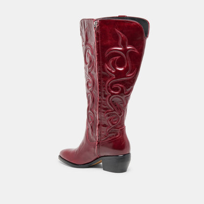 Mirla Oxblood Leather Extra Wide Calf Boots - Dolce Vita