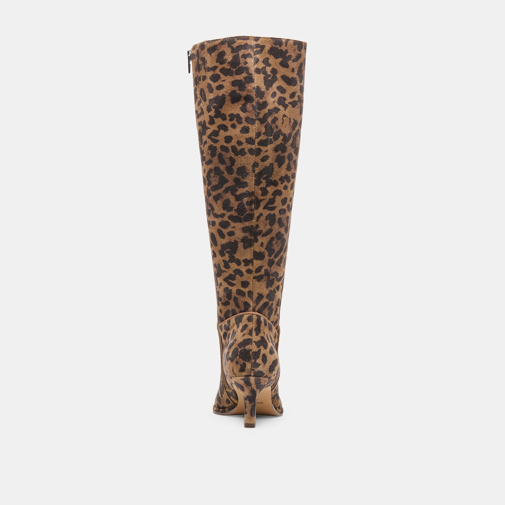 Aldy Brown Leopard Printed Suede Wide Calf Boots - Dolce Vita