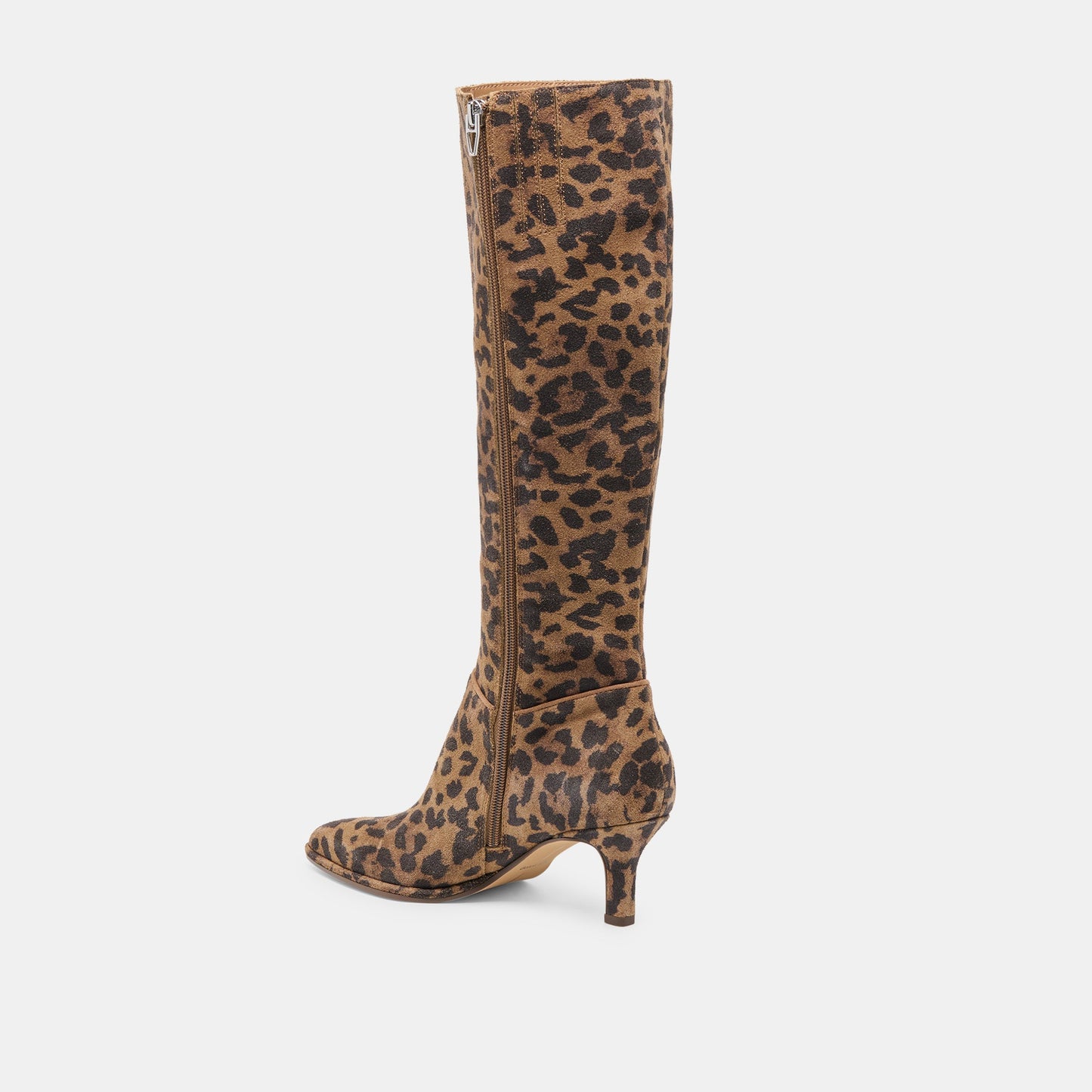 Aldy Brown Leopard Printed Suede Wide Calf Boots - Dolce Vita