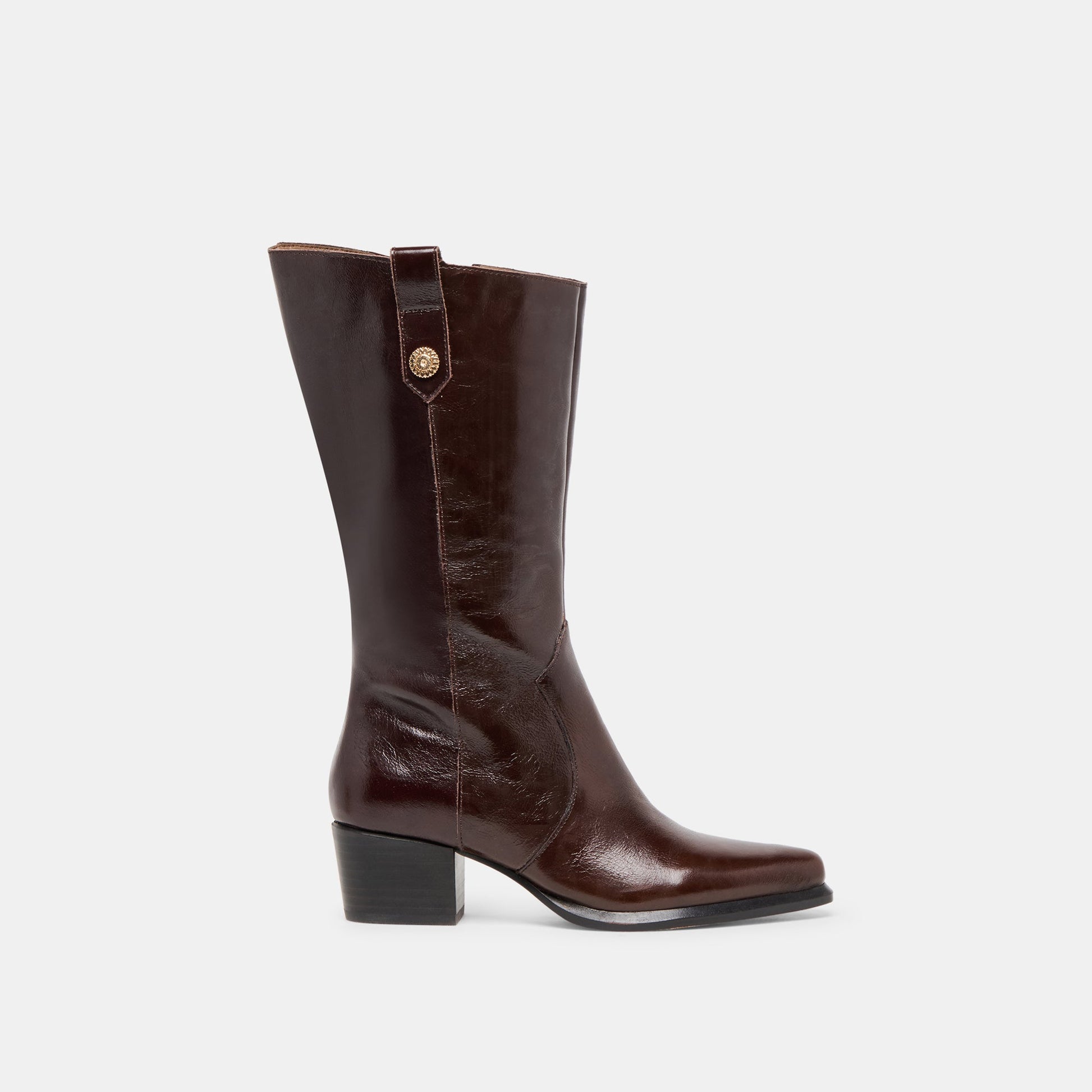 Vern Chocolate Leather Wide Calf Boots - Dolce Vita