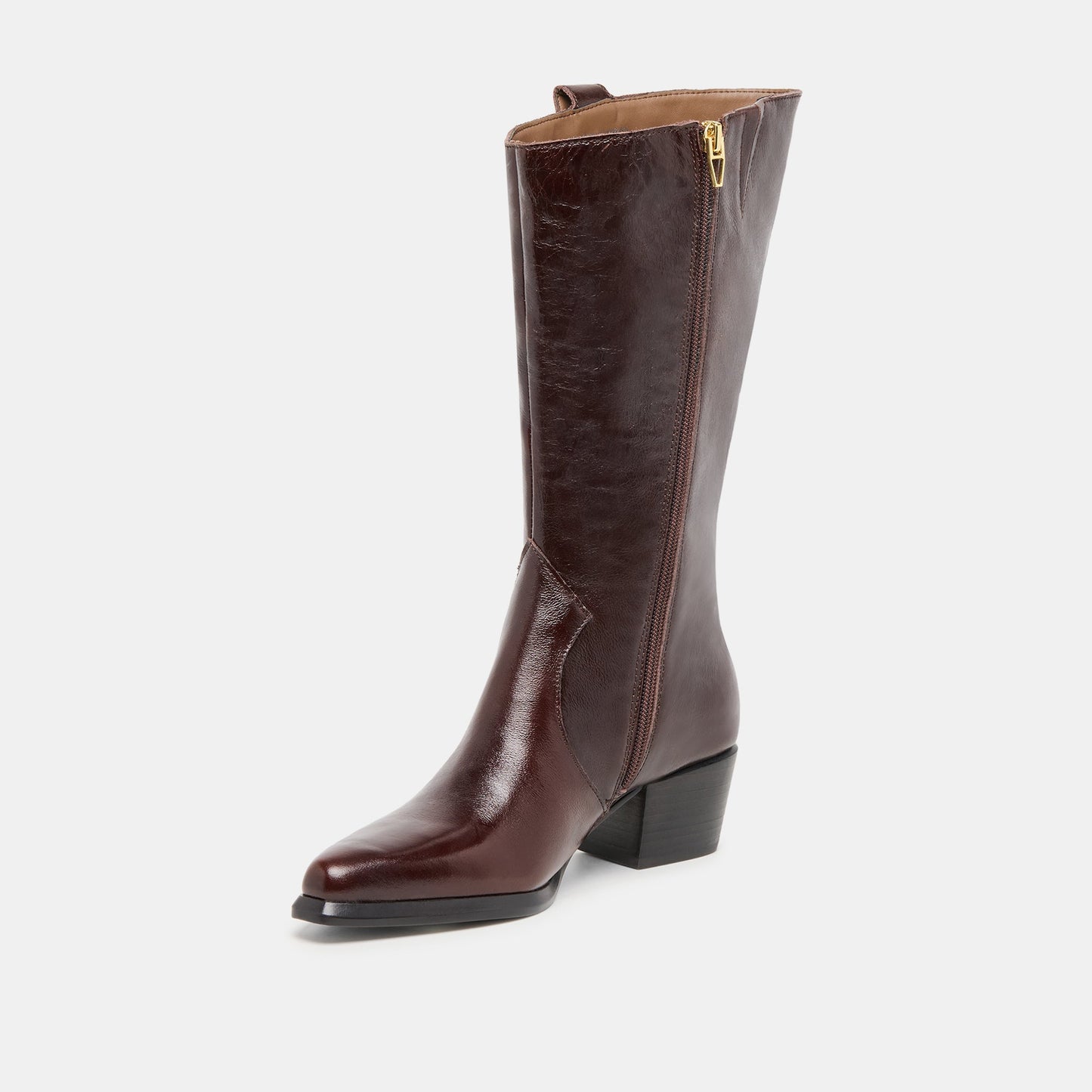 Vern Chocolate Leather Wide Calf Boots - Dolce Vita