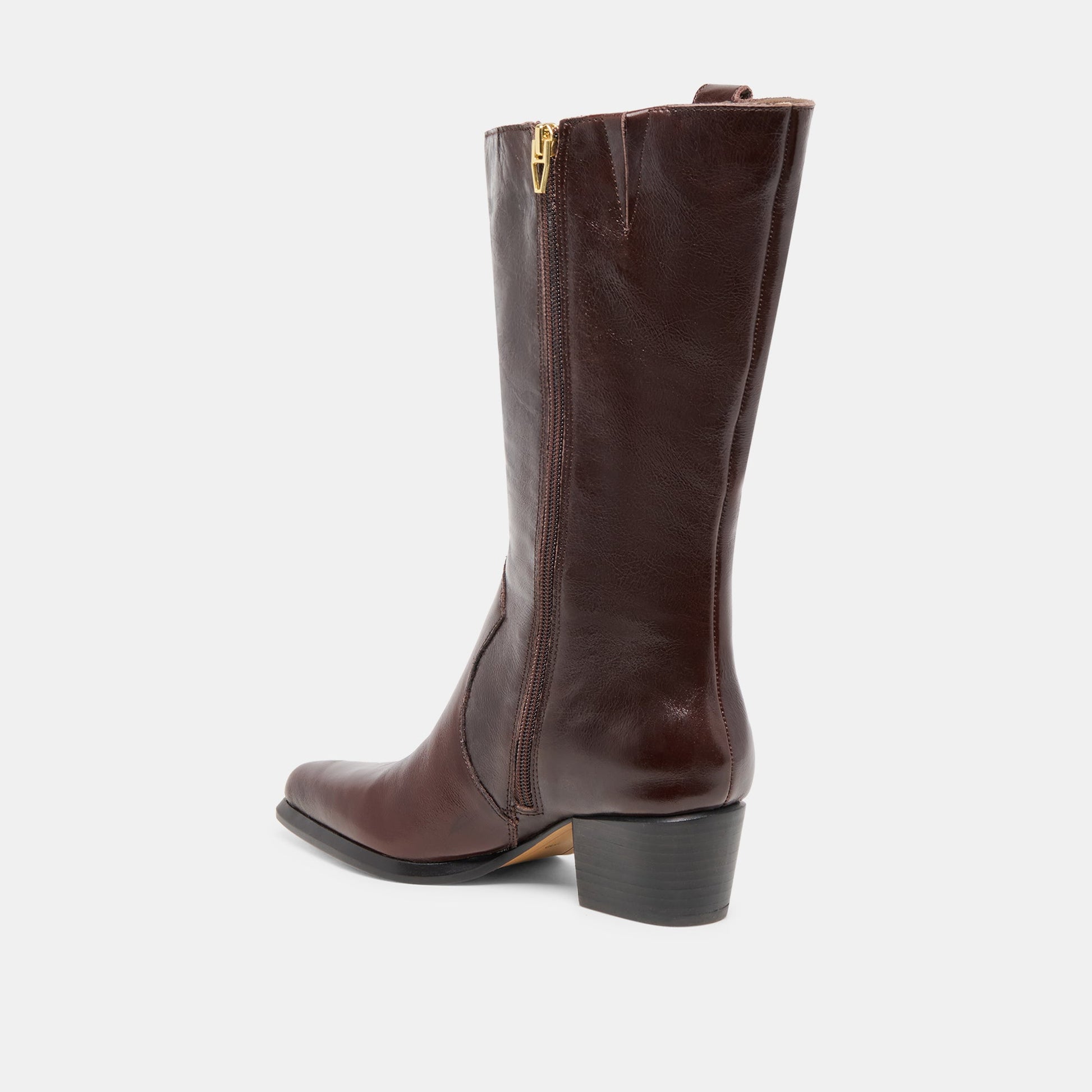 Vern Chocolate Leather Wide Calf Boots - Dolce Vita