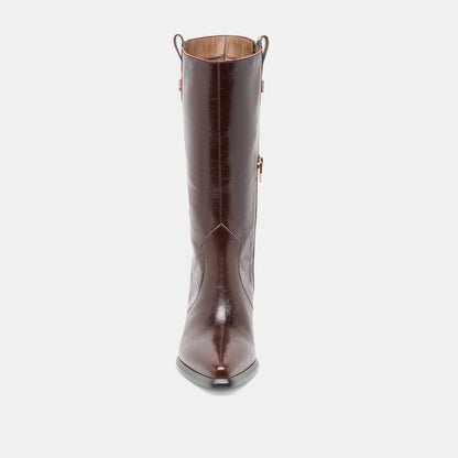 Vern Chocolate Leather Wide Calf Boots - Dolce Vita