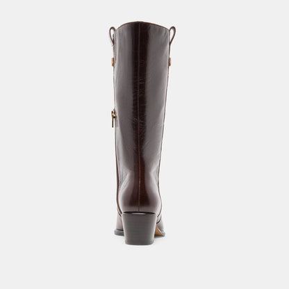 Vern Chocolate Leather Wide Calf Boots - Dolce Vita