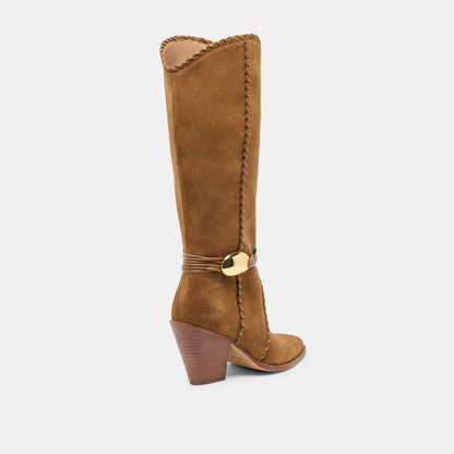 Jody Lt Brown Suede Wide Calf Boots - Dolce Vita