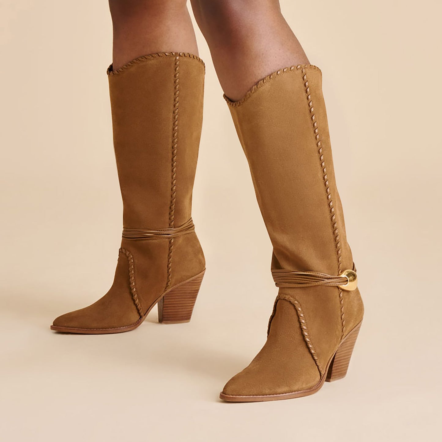 Jody Lt Brown Suede Wide Calf Boots - Dolce Vita