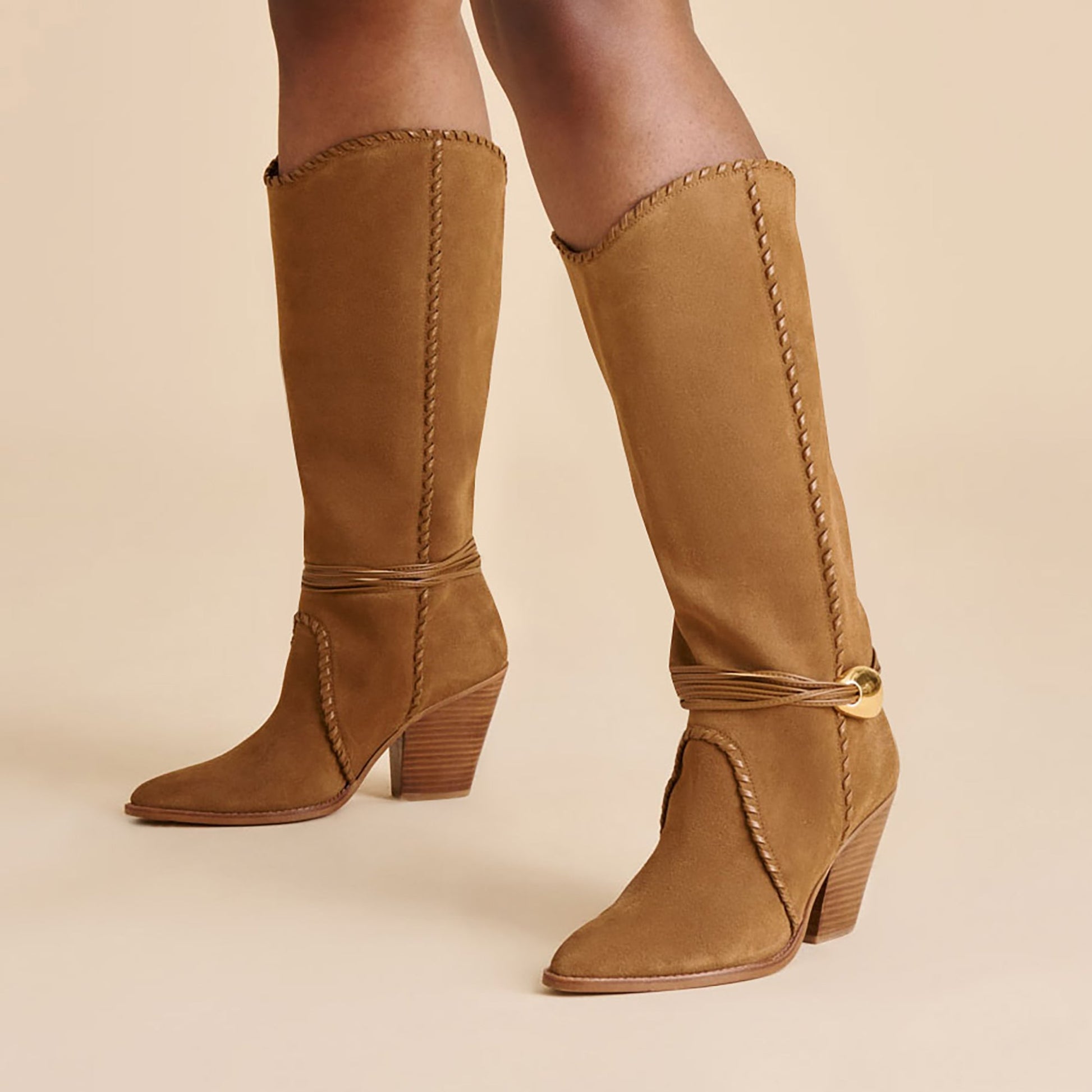 Jody Lt Brown Suede Wide Calf Boots - Dolce Vita