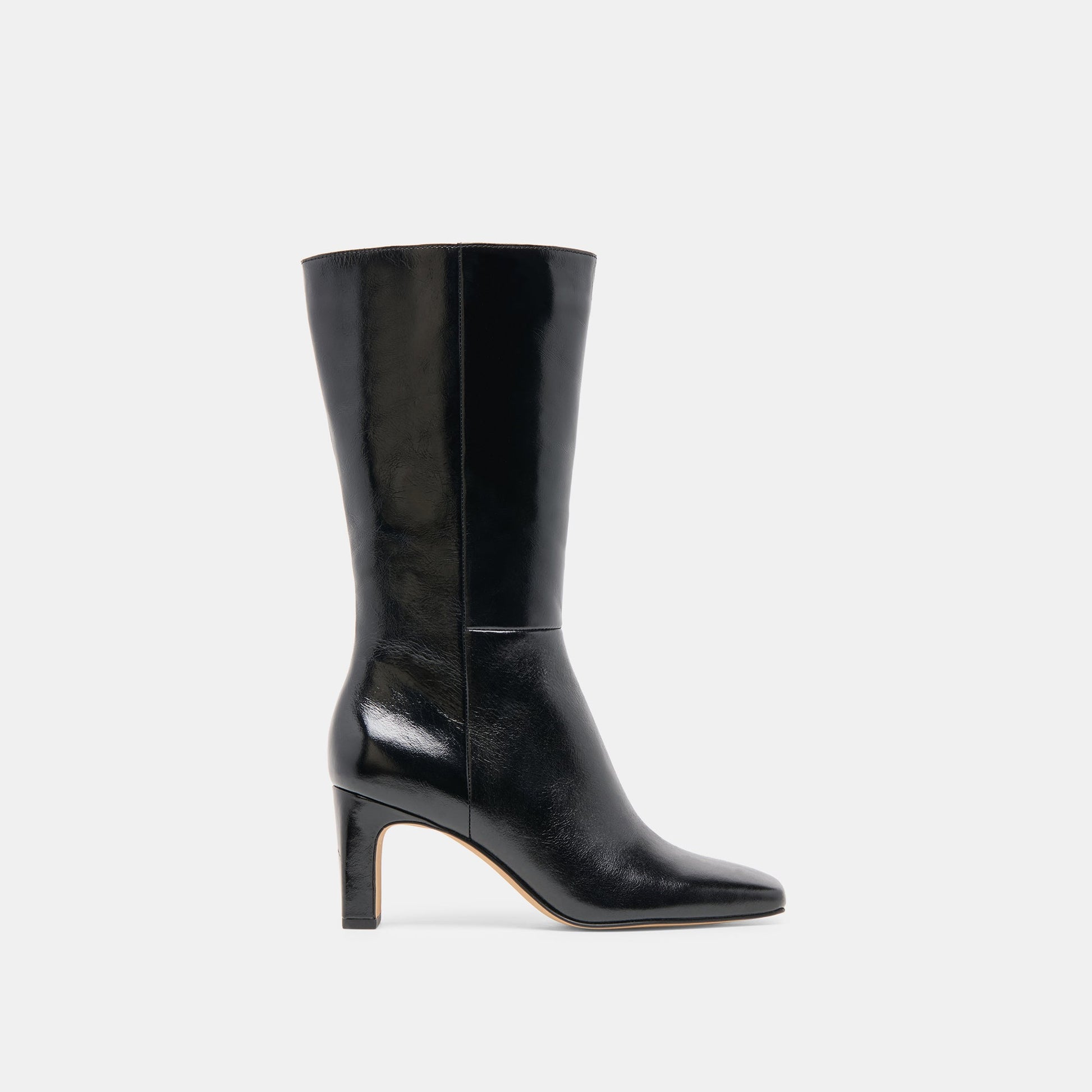 Riggs Wide Calf Black Leather Boots - Dolce Vita