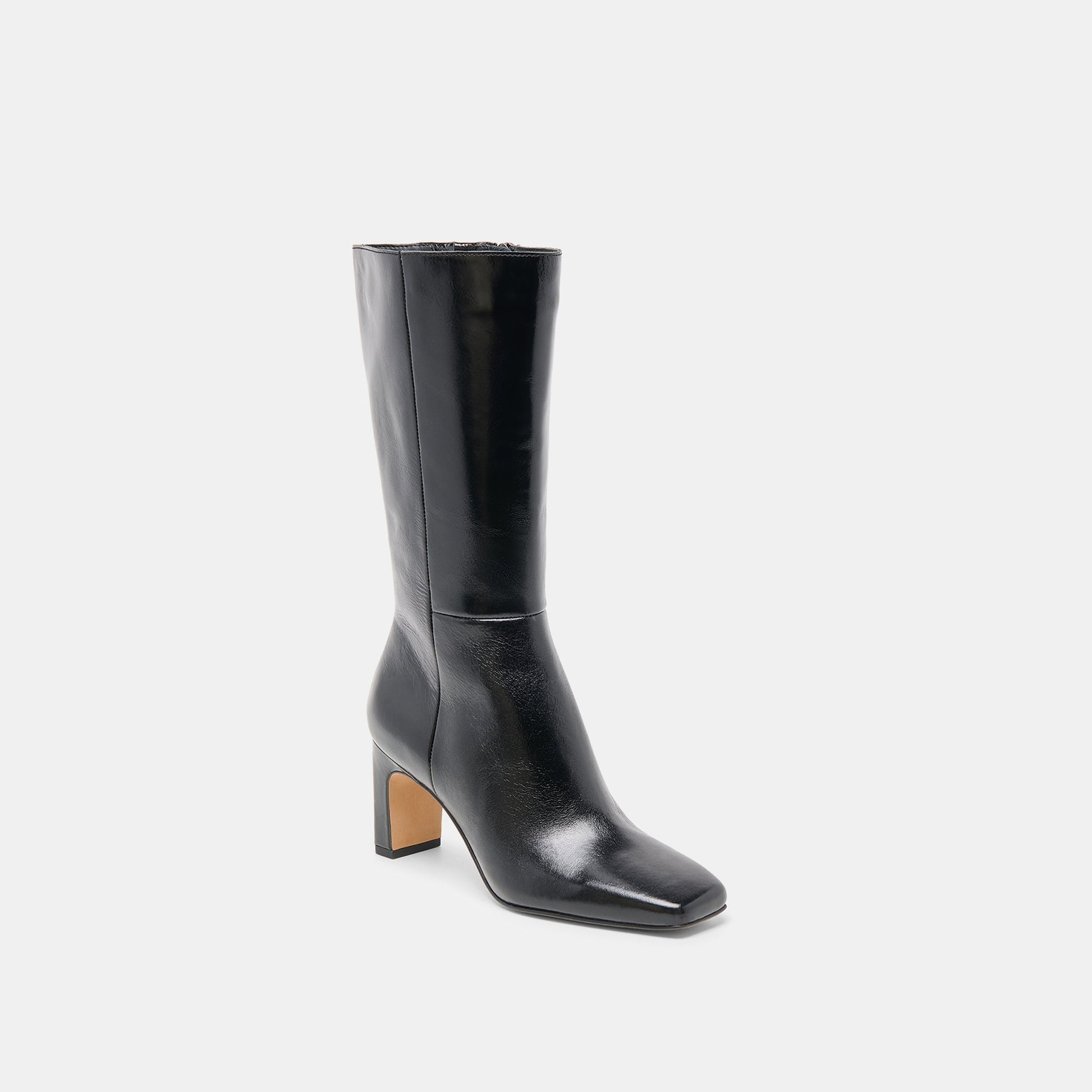 Riggs Wide Calf Black Leather Boots - Dolce Vita
