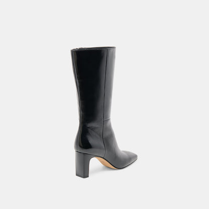 Riggs Wide Calf Black Leather Boots - Dolce Vita