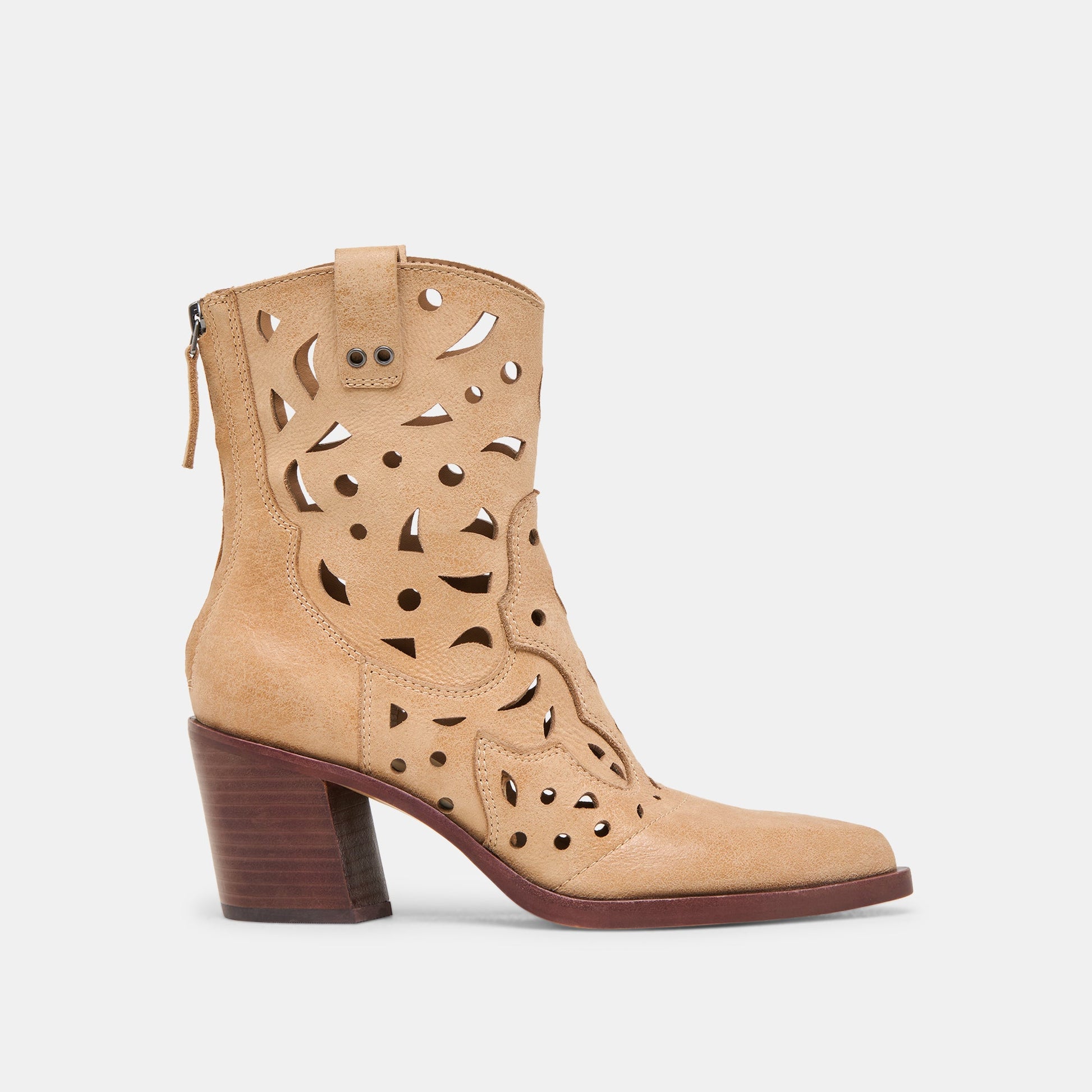 Zenobi Camel Distressed Leather Booties - Dolce Vita