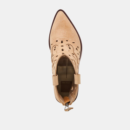 Zenobi Camel Distressed Leather Booties - Dolce Vita