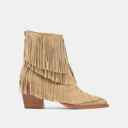 Torey Dk Taupe Suede Booties - Dolce Vita