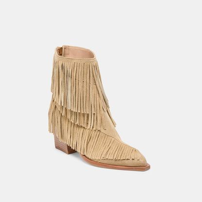 Torey Dk Taupe Suede Booties - Dolce Vita