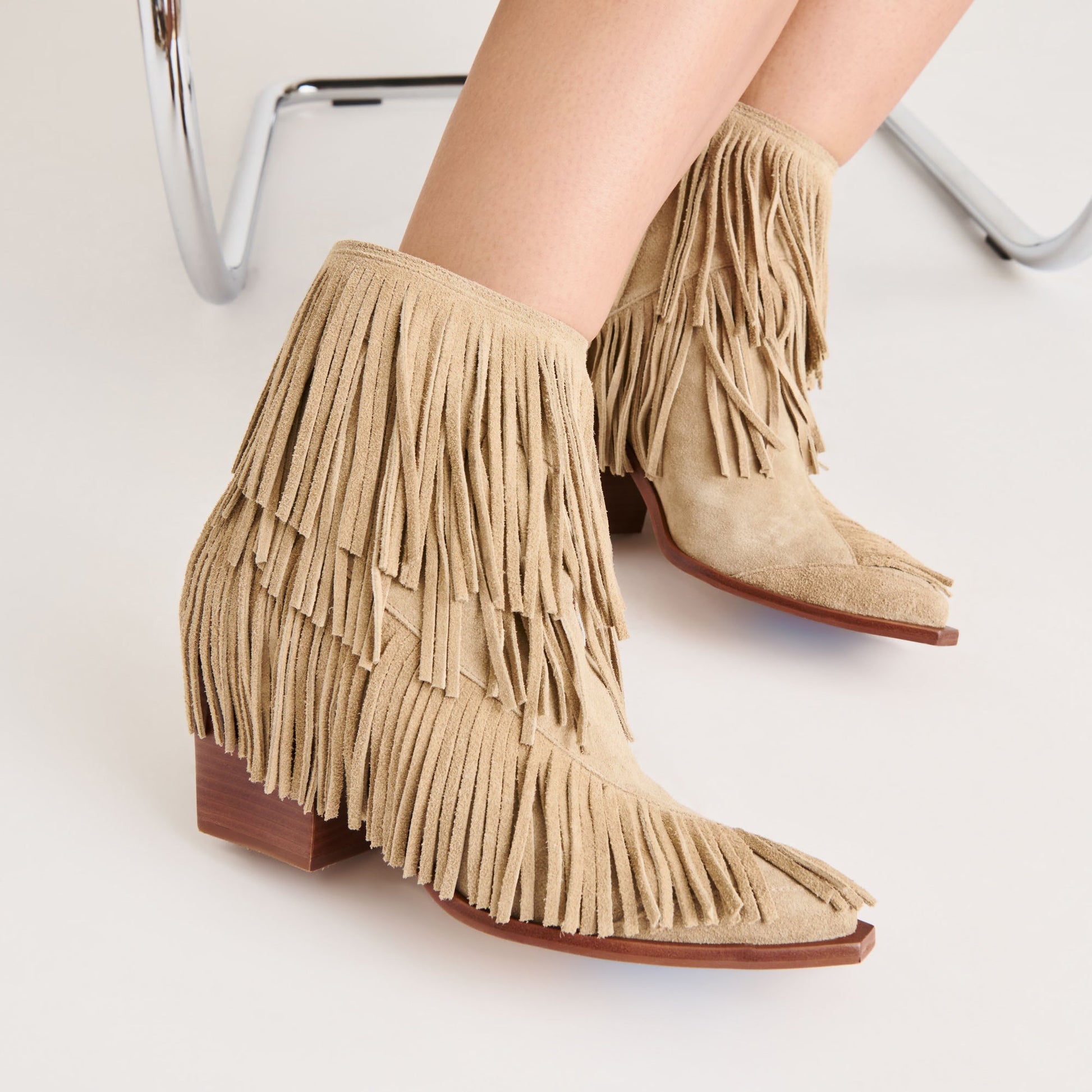 Torey Dk Taupe Suede Booties - Dolce Vita