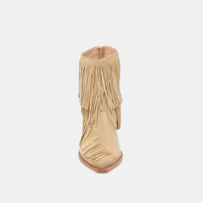 Torey Dk Taupe Suede Booties - Dolce Vita