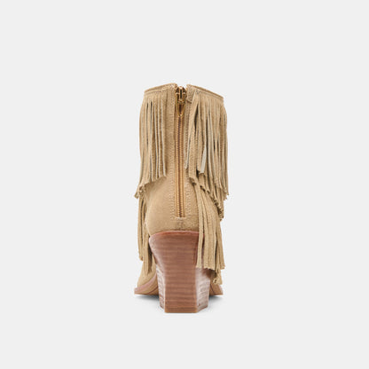 Torey Dk Taupe Suede Booties - Dolce Vita