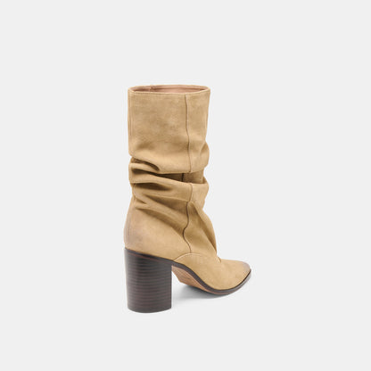 Talina Dk Taupe Suede Wide Calf Boots - Dolce Vita