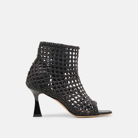 Quin Black Woven Leather Heels - Dolce Vita