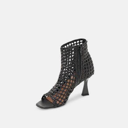 Quin Black Woven Leather Heels - Dolce Vita