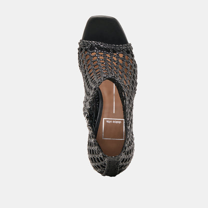 Quin Black Woven Leather Heels - Dolce Vita