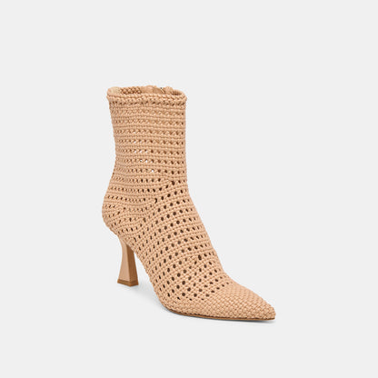 Embry Lt Tan Woven Stella Booties - Dolce Vita