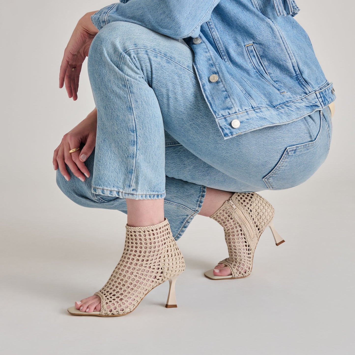 Quin Bone Woven Leather Heels - Dolce Vita