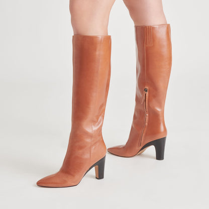 NELAS BOOTS COGNAC LEATHER - Dolce Vita