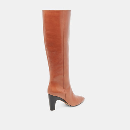 NELAS BOOTS COGNAC LEATHER - Dolce Vita