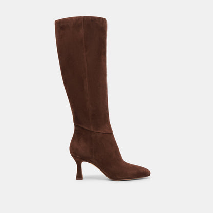 Gyra Extra Wide Calf Brown Suede Boots - Dolce Vita