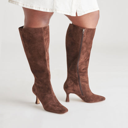 Gyra Extra Wide Calf Brown Suede Boots - Dolce Vita