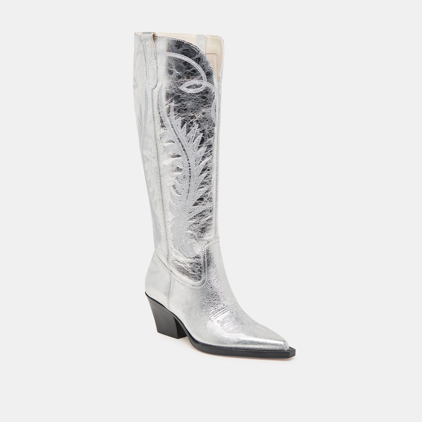 RYATT WIDE CALF BOOTS SILVER DISTRESSED LEATHER - Dolce Vita