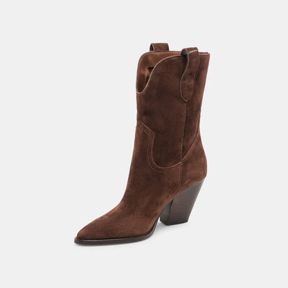 JESSEY BOOTS DK BROWN SUEDE - Dolce Vita
