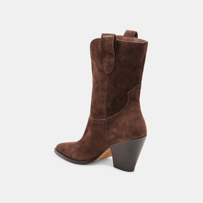JESSEY BOOTS DK BROWN SUEDE - Dolce Vita