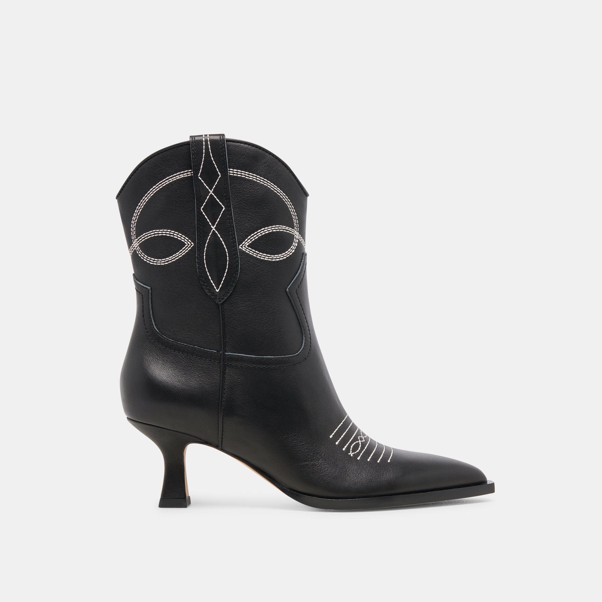 ANGEL BOOTIES BLACK WHITE LEATHER - Dolce Vita
