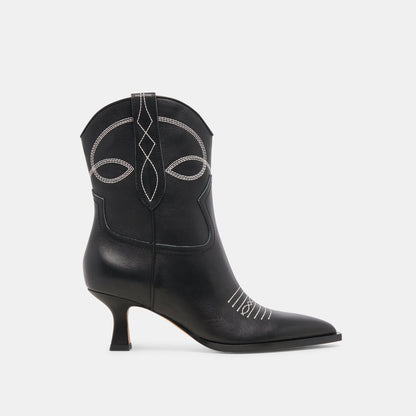 ANGEL BOOTIES BLACK WHITE LEATHER - Dolce Vita