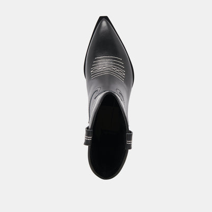 ANGEL BOOTIES BLACK WHITE LEATHER - Dolce Vita