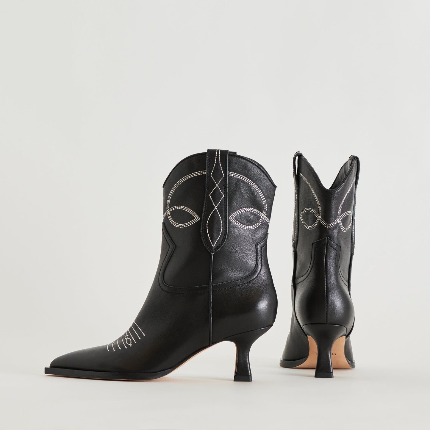 ANGEL BOOTIES BLACK WHITE LEATHER - Dolce Vita