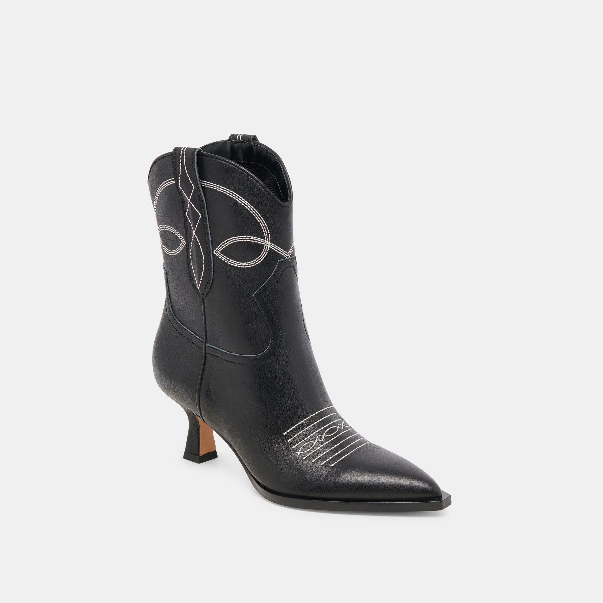 ANGEL BOOTIES BLACK WHITE LEATHER - Dolce Vita