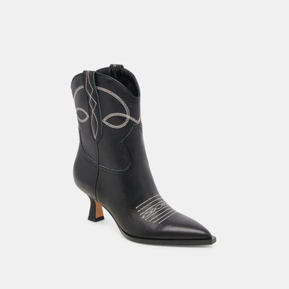 ANGEL BOOTIES BLACK WHITE LEATHER - Dolce Vita