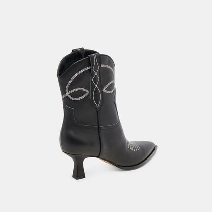 ANGEL BOOTIES BLACK WHITE LEATHER - Dolce Vita