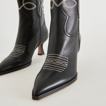ANGEL BOOTIES BLACK WHITE LEATHER - Dolce Vita