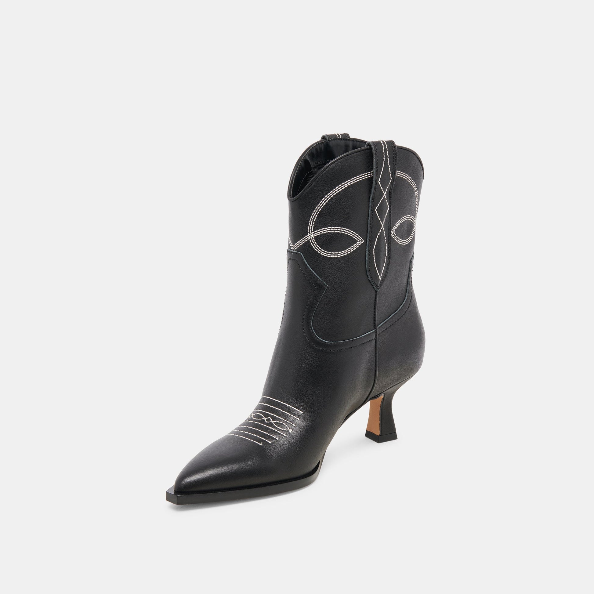 ANGEL BOOTIES BLACK WHITE LEATHER - Dolce Vita