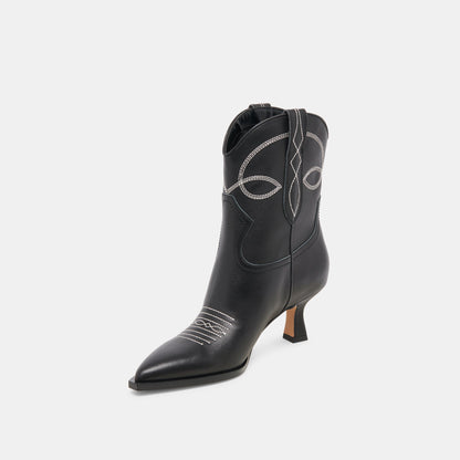 ANGEL BOOTIES BLACK WHITE LEATHER - Dolce Vita