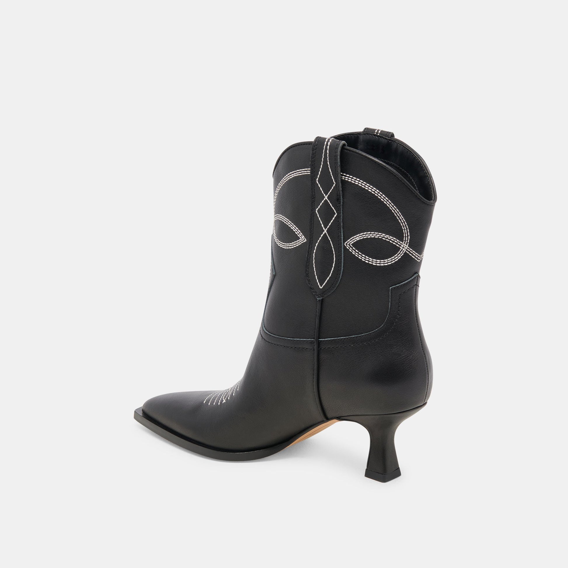 ANGEL BOOTIES BLACK WHITE LEATHER - Dolce Vita