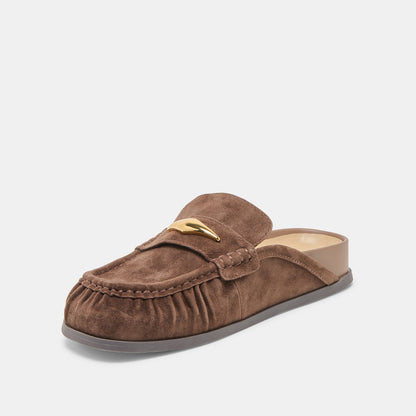 Jodero Dk Brown Suede Flats - Dolce Vita